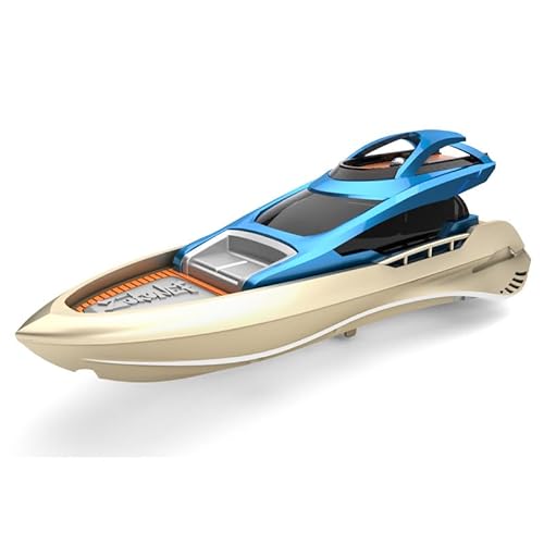 OBEST 2.4GHz Ferngesteuertes Boot Mini Speedboat, RC Boot mit LED-Licht, Hohe Geschwindigkeit Motorboot, Alarm bei Niedrigem Batteriestand, Ferngesteuert Rennboote Spielzeug für Meere, Pools und Seen von OBEST