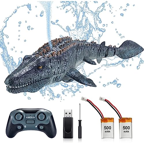 OBEST 2.4GHz Ferngesteuertes Boot RC Mosasauru für Kinder, Hai Boot-Spielzeug Pools und Seen Wasserspielzeug, Electric Dinosaurier-Boot Shark Weihnachts und Geburtstags Geschenk für Jungen und Mädchen von OBEST