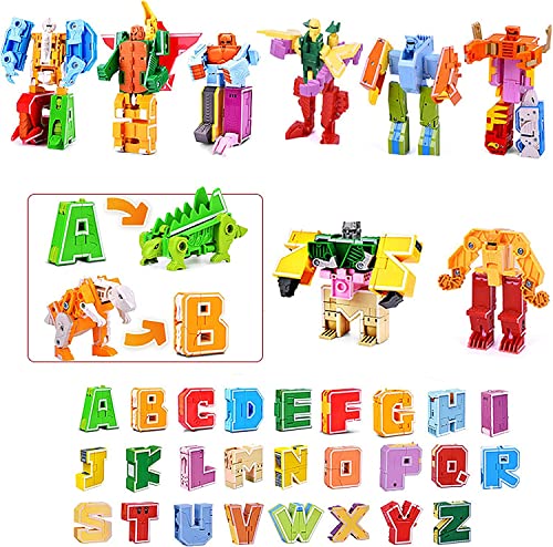OBEST 26 Stück Alphabet Roboter, A-Z Buchstaben Transformer Spielzeug, für Kinder ABC Englische Lernen, DIY Dinosaur/Tiere/Roboter Educational Deformation Toys, Geburtstagsgeschenk für 6+ Jahre Kinder von OBEST