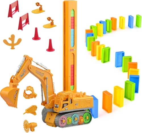 OBEST 4-in-1 Domino Engineering Vehicle Spielzeug Set, 120P Domino Rallye Zug mit Licht und Ton, Automatische Platzierung von Dominos Blöcken, 4 Austauschbare Fahrzeugköpfe, Geschenk für 3 Jahren Kind OBEST 4-in-1 Domino Engineering Vehicle Spielzeug Set, 120P Domino Rallye Zug mit Licht und Ton, Automatische Platzierung von Dominos Blöcken, 4 Austauschbare Fahrzeugköpfe, Geschenk für 3 Jahren Kind von OBEST