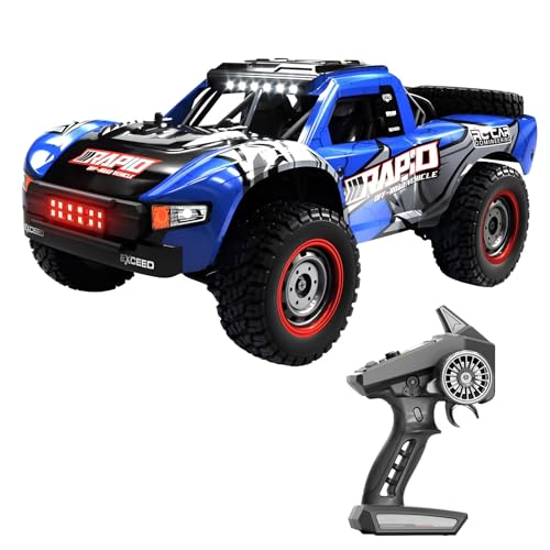 OBEST Aufgerüstetes Ferngesteuertes Auto mit Bürstenloser Motor, Max. 70 KM/H High Speed, 1/16 4WD, 2 Akku Lange Laufzeit, Elektro Ferngesteuertes Auto, Offroad Truck Geländewagen Schnelles Rennauto von OBEST