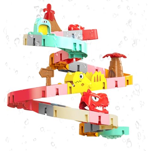 OBEST Badespielzeug Kinder Badewannenspielzeug ab 3 4 5 Jahre,DIY Montiert Dinosaurier Track Badewanne Spielzeug,Kinder Badespaß Geschenk Mädchen Junge (45 Pcs) von OBEST