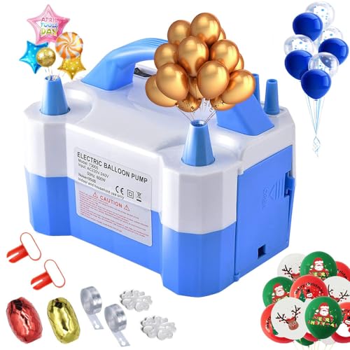 OBEST Ballonpumpe, Ballonpumpe Elektrisch mit Ballondekoration Strip Kit, Tragbare Ballonpumpe mit Doppeldüse, für Party, Hochzeit, Geburtstag und Festival Dekoration von OBEST