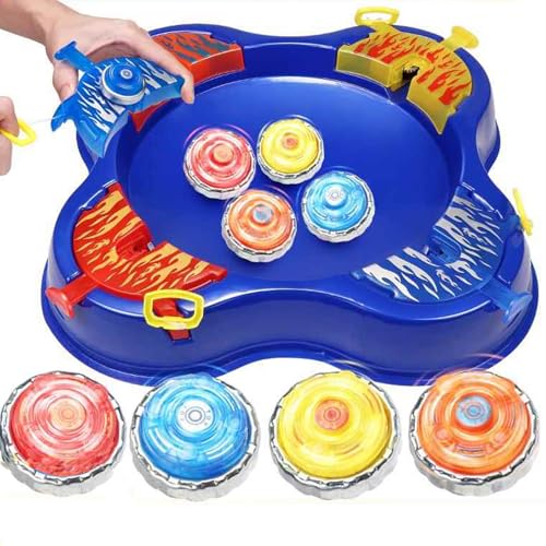 OBEST Kampfkreisel Set, Battling Tops für Kinder, Zugleine Kreisel 4 Spieler Kampfscheibe, Kreiselscheibe + 4 Kreisel, Neujahr Weihnacht Kinder Geschenk von OBEST