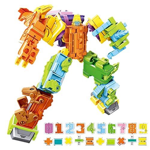 OBEST Dinosaurier Robot Transforming Spielzeug, 20Packs Anzahl Transformable DIY Dinosaur Tyrannosaurus Rex, Number Educational Deformation Toys für Kinder Mathematik Lernen, ab6+ Geburtstag Geschenke von OBEST