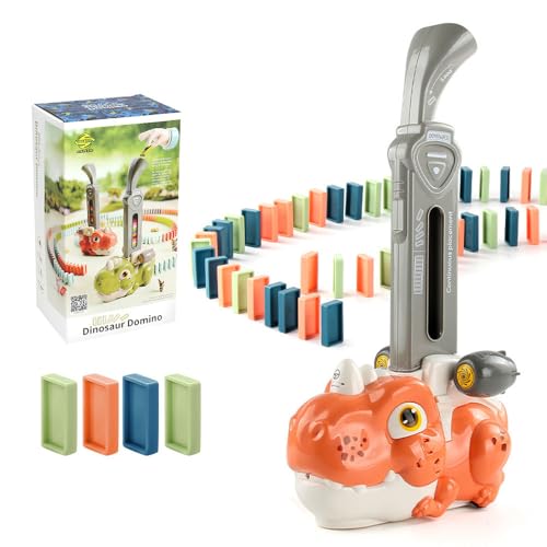OBEST Domino Dinosaurier Zug Spielzeug Set, Elektrische Dinosaurier Dominos mit Licht und Musik, 80P Automatischer Domino Blöcken Platzierung Zug, Dino Domino Spielzeug für 3 4 5 Jahre Jungen Mädchen OBEST Domino Dinosaurier Zug Spielzeug Set, Elektrische Dinosaurier Dominos mit Licht und Musik, 80P Automatischer Domino Blöcken Platzierung Zug, Dino Domino Spielzeug für 3 4 5 Jahre Jungen Mädchen von OBEST