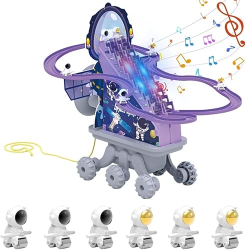 OBEST Elektrisches Musik-Schiebespielzeug,Elektrische Treppe Klettern Spielzeug, Space Themed Kinderspielzeug mit Lichtern und Abnehmbare Basis, Jungen und Mädchen 3 4 5 6 Jahr von OBEST