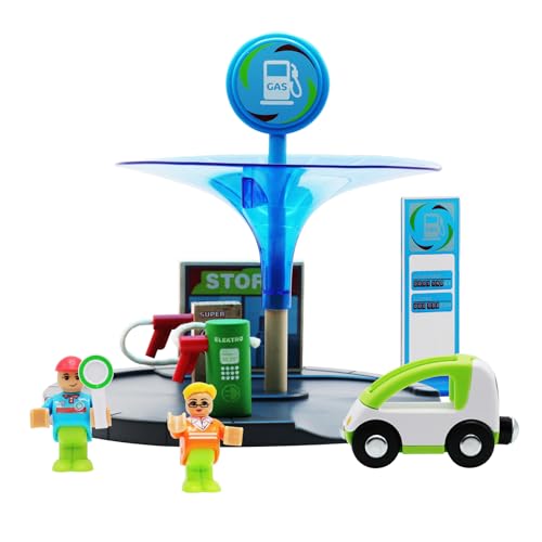OBEST Erweiterung Lernspielzeug, Lernspielzeug für Kinder, Station-Service Erweiterung Set (2 Figuren, Limousine, Servicestation), Spielzeug-Auto Set, Geburtstags Geschenke für Kinder ab 3 Jahren von OBEST