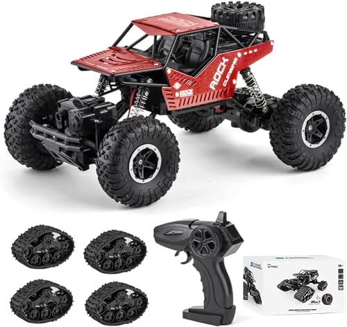 OBEST Ferngesteuertes Auto für jedes Terrain, Kinder, 1/16,4 WD Crawler, Rennauto, 2,4 GHz, Buggy, Hochgeschwindigkeits-Buggy, mit Ersatzrädern mit 4 Chenillen, Rot OBEST Ferngesteuertes Auto für jedes Terrain, Kinder, 1/16,4 WD Crawler, Rennauto, 2,4 GHz, Buggy, Hochgeschwindigkeits-Buggy, mit Ersatzrädern mit 4 Chenillen, Rot von OBEST