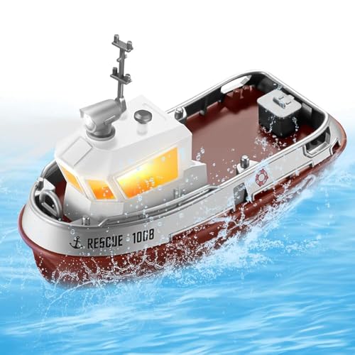 OBEST Ferngesteuertes Boat, RC Boot mit LED-Licht für Pools und Seen, 2,4 GHz Spielzeug Boot RC Rennboot für Kinder und Erwachsene von OBEST