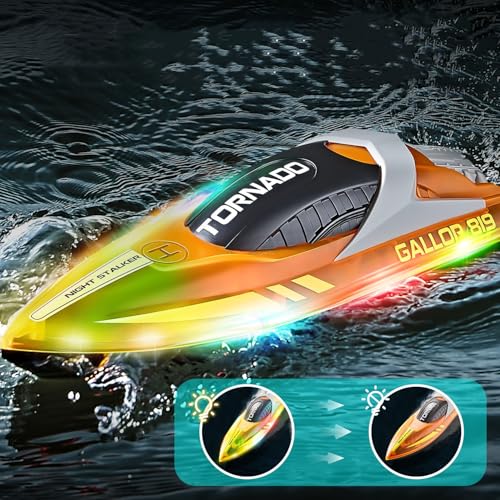 OBEST Ferngesteuertes Boot mit Lichtern 2.4GHz RC Boot Ferngesteuertes Rennboot 2 Batterien Boote ferngesteuert für Kinder ab 6 7 8 9 10 Spielzeug Geschenke für Kinder OBEST Ferngesteuertes Boot mit Lichtern 2.4GHz RC Boot Ferngesteuertes Rennboot 2 Batterien Boote ferngesteuert für Kinder ab 6 7 8 9 10 Spielzeug Geschenke für Kinder von OBEST