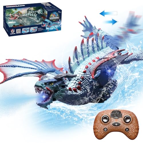 OBEST Ferngesteuertes Dinosaurierboot,2.4GHz Elektrischer Tauchdinosaurier,Fliegender Drache mit Leuchtenden Augen und Sprühdüse,USB-Aufladung,Geeignet als Geschenk für Jungen und Mädchen OBEST Ferngesteuertes Dinosaurierboot,2.4GHz Elektrischer Tauchdinosaurier,Fliegender Drache mit Leuchtenden Augen und Sprühdüse,USB-Aufladung,Geeignet als Geschenk für Jungen und Mädchen von OBEST