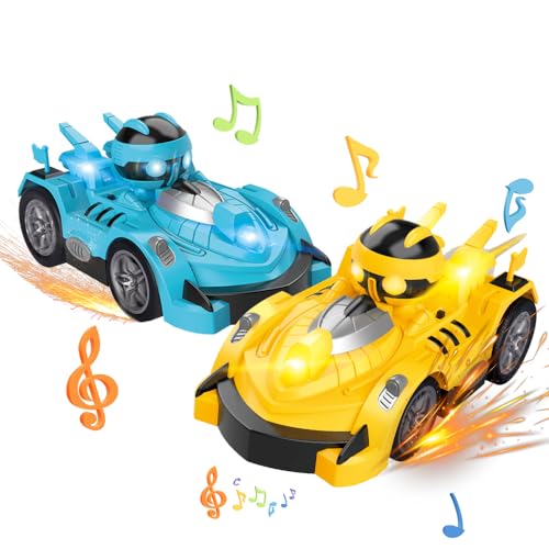 OBEST Ferngesteuertes Gegeneinander Spielzeugauto, Zwei Personen Kampf Impact Kart, 2 Stück Kollision Drift und Auswurf Spielzeugauto mit Coolen Lichtern und Musik, Geschenke für Kinder und Erwachsene von OBEST