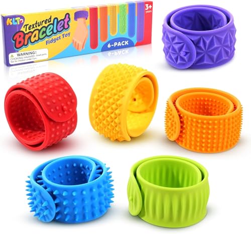 OBEST Fidget Slap Armbänder Spielzeug, Pop It Armband Kinder, Silikon Schnapparmband Dekompression Anti Stress Armband , 6 Stück Wristband Sensorische Toy Geschenke für Mädchen Jungen, Schreibtisch von OBEST
