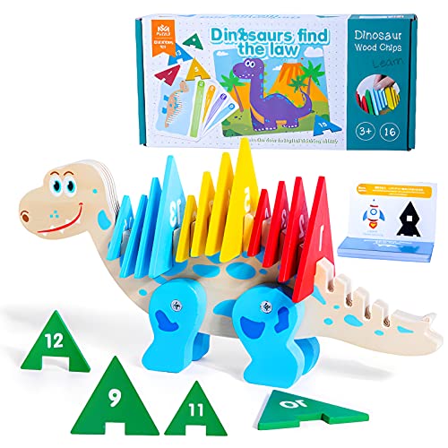 OBEST Kinder Geometrische Formen HolzPuzzles, Montessori Spielzeug für Kinder ab 2 Jahren, Lernspielzeug Holzpuzzle Spielzeug Dinosaurier für 3 4 5 6 7 jährige Kinder Jungen und Mädchen, Geschenk von OBEST