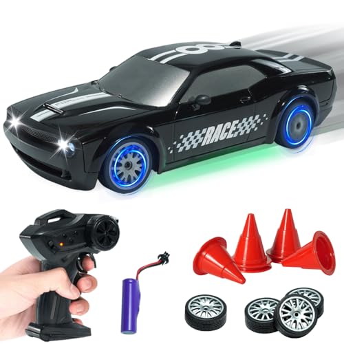 OBEST RC Drift Car, 1:20 4WD Fernsteuerauto, 2.4GHz Variable Geschwindigkeit Rennwagen, mit LED Lichtern, Ausgestattet mit 6 Hindernissen und 4 Ersatzreifen, Erwachsene Kinderspielzeug Geschenk von OBEST