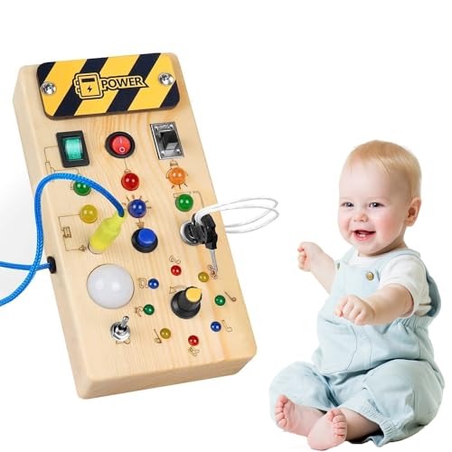 OBEST Montessori Busy Board Spielzeug mit LED-Lichtern,Baby-Sensorik-Beschäftigungsbrett,Pädagogisches Aktivitätsspielzeug,Reisespielzeug für Kleinkinder ab 3 Jahren OBEST Montessori Busy Board Spielzeug mit LED-Lichtern,Baby-Sensorik-Beschäftigungsbrett,Pädagogisches Aktivitätsspielzeug,Reisespielzeug für Kleinkinder ab 3 Jahren von OBEST
