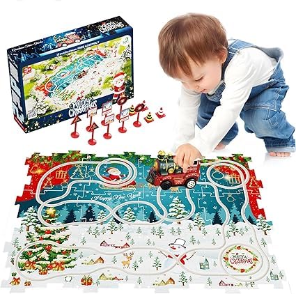 OBEST Puzzle-Rennbahn für Kinder,Weihnachts-Puzzle-Rennbahn-Spielzeug,Geeignet als Geschenk für Kinder im Alter von 3 bis 5 Jahren,Montessori-Lernspielzeug von OBEST