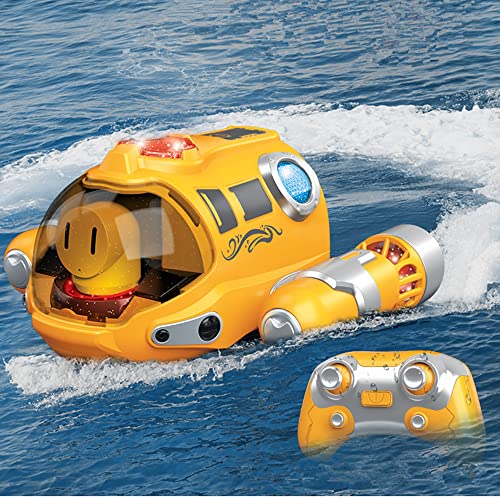 OBEST RC Spray Motorboot Ferngesteuertes Boot Wasserdicht, 2.4GHz Doppelhelix RC Wasserspielzeug mit kühlem Licht, 360° Rotation Highspeed ElektroSchiff, Elektrische Speedboat für Kinder im Sommerpool von OBEST