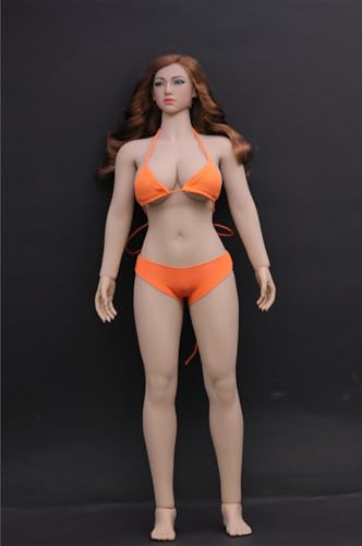 OBEST TBLeague 1/6 Verhältnis Kleidungspuppe, 27.3 cm Mädchenpuppe mit Kopf,Weizenfarbene Haut，Braunes Langes Curly Haare, Orange Unterwäsche Set，Rollenspiel und Dekoration (PLLB2020-S39) von OBEST