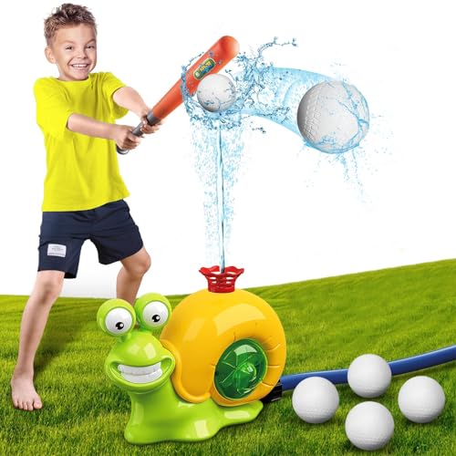 Wasserspielzeug Sprinkler für Kinder,Schnecke mit Baseball, Outdoor-Spielzeug, tragbarer Wassersprinkler, 2-in-1, 360° drehbare Düse, für Familienaktivitäten, Garten, Hinterhof, Party, Strand von OBEST