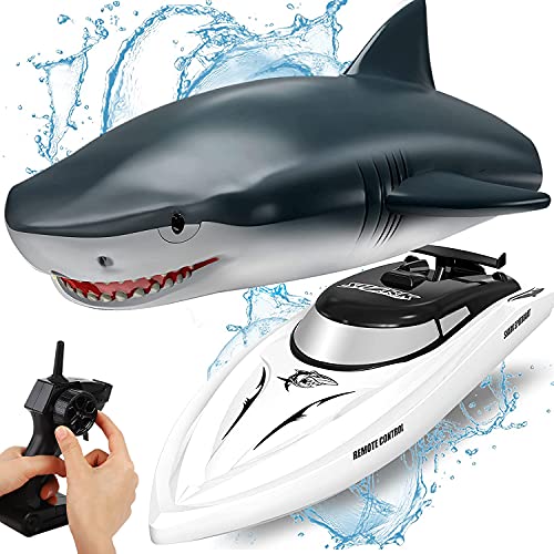 OBEST Ferngesteuertes Boot Hai, RC Shark Spielzeug 2 in 1, 2.4GHz Elektro , Kinder Electric Spielzeug für Pools und Seen, Sommer Spielzeug Geschenk für Lake Pond von OBEST