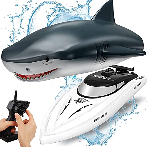 OBEST Ferngesteuertes Boot Hai, 2 in 1 RC Shark Boot Spielzeug, 2.4GHz RC Elektrisch Boote, Kinder Electric Wasser Shark, Sommer Spielzeug Geschenk für Pool Lake Pond für Jungen und Mädchen 3-10 Jahre von OBEST