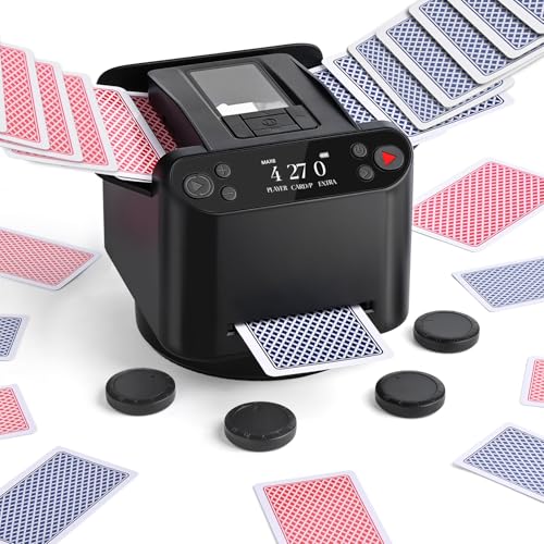 Automatischer Kartenmischer und Austeiler, 360° Drehung für 1–2 Decks, Kartenmischmaschine Kartenmischgerät mit verteiler, 2–12 Spieler mit 4 Fernbedienungen, Wiederaufladbar, Leise für Poker Schwarz Automatischer Kartenmischer und Austeiler, 360° Drehung für 1–2 Decks, Kartenmischmaschine Kartenmischgerät mit verteiler, 2–12 Spieler mit 4 Fernbedienungen, Wiederaufladbar, Leise für Poker Schwarz von OBLITZON