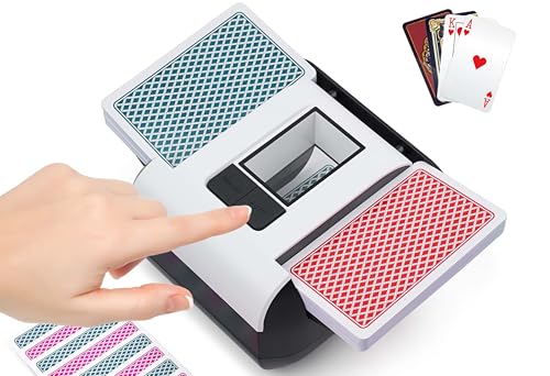 OBLITZON Kartenmischmaschine Elektrische Automatischer Kartenmischer für 1-2 Decks One-Press Auto & Manueller Modus Wiederaufladbar mit 2000mAh Geräuscharm Ideal für Poker UNO Blackjack Skip-BO von OBLITZON