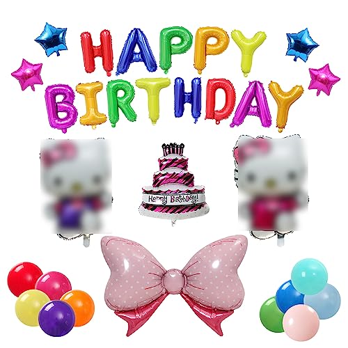 OBLRXM K-itty Ballons, 19 Stück K-itty Geburtstag Deko, K-itty Folienballon Set mit Happy Birthday Banner, K-itty Party Supplies für Kindergeburtstag Deko, Baby Shower (Farbe) von OBLRXM