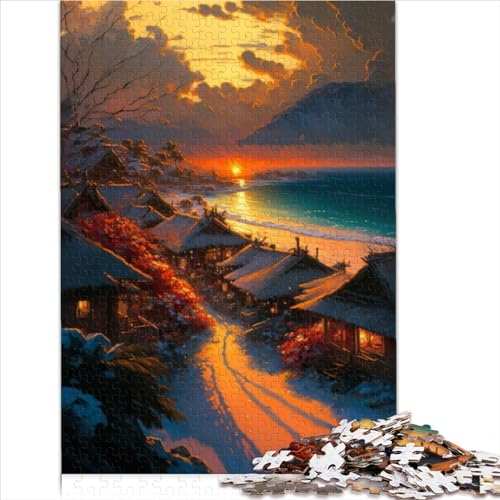 1000 Teile Puzzles Ozean Sonnenuntergang Puzzle für Kinder Holzpuzzle Lernspiele für Erwachsene und Kinder (Größe 75x50cm) von OBUMI