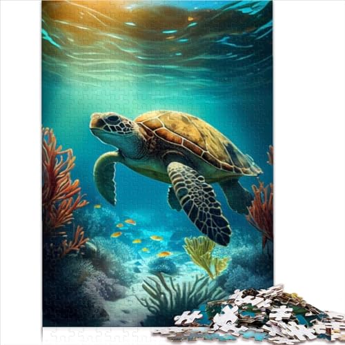 1000-teilige Puzzles, Schildkröten-Tierpuzzles für Erwachsene, Holzpuzzles, Lernspiel für Erwachsene und Kinder, 75x50cm von OBUMI