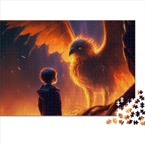 Puzzle Art Phoenix 500-teiliges Puzzle für Erwachsene, Puzzle aus Holz, Spielzeug, Puzzle – herausforderndes Spiel 20,47x14,96 Zoll von OBUMI