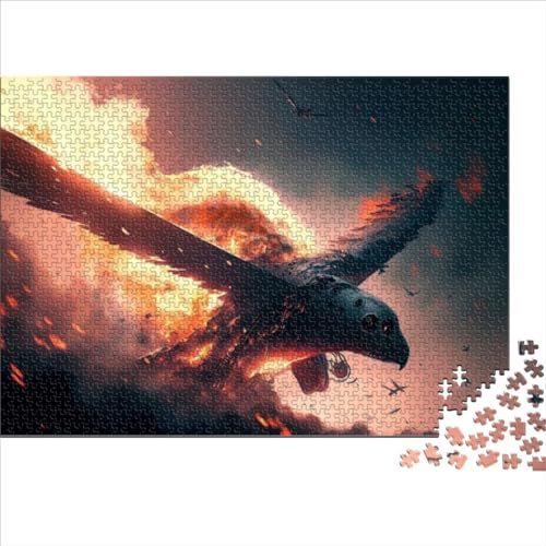 Puzzle Flugzeug in Flammen, 500-teiliges Puzzle für Erwachsene, Puzzle aus Holz, Spielzeug, Puzzle – anspruchsvolles Spiel, 52x38cm von OBUMI