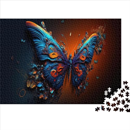 Puzzle für Erwachsene, 1000 Teile, bunter Schmetterling, Erwachsenenpuzzle, Holzpuzzle für Erwachsene, Kinder, Lernspiel für Erwachsene Kinder (Größe 75x50cm) von OBUMI