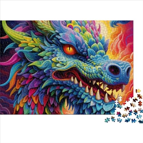 Puzzles, 1000-teilige Puzzles für Erwachsene und Kinder, psychedelische Kunst, Drachen-Puzzles für Erwachsene, Puzzles aus Holz für Erwachsene, Kinder ab 12 Jahren (Größe 75x50cm) von OBUMI