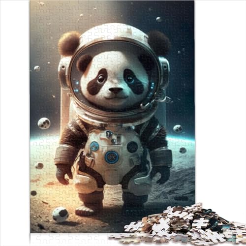 Puzzles 1000 Teile für Erwachsene, Astronauten-Weltraum-Pandabär, lustige Puzzles für Erwachsene, Holzpuzzle für Erwachsene, Lernspiel, Herausforderungsspielzeug (Größe 75x50cm) von OBUMI