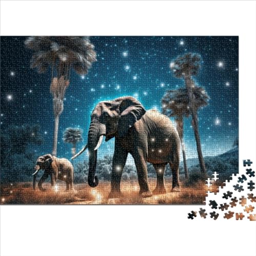 Puzzles 500 Teile für Erwachsene und Kinder von Animal Elephant Erwachsene und Kinder Puzzle Holzpuzzles Nachhaltiges Puzzle für Erwachsene (Größe 52x38cm) von OBUMI