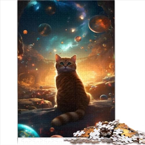 Puzzles Universum der Katzen 1000 Teile für Teenager Geschenke für Erwachsene Puzzlegeschenke Holzpuzzles für Erwachsene Künstlersammlung, Fine Art (Größe 75x50cm) von OBUMI
