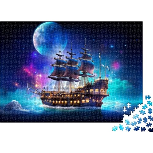Puzzles für Erwachsene 500 Fantasy-Piratenschiff-Erwachsenenpuzzles von Holzpuzzles Holzpuzzles Nachhaltiges Puzzle für Erwachsene (Größe 52x38cm) von OBUMI
