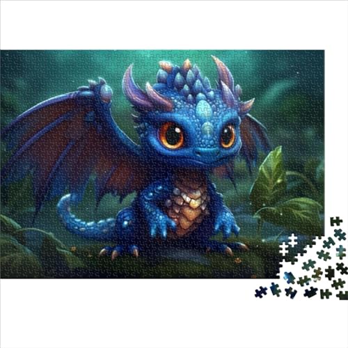 Puzzles für Erwachsene Kobalt Baby Dragon 1000 Teile Erwachsene Puzzle Holzpuzzles Holzpuzzles Nachhaltiges Puzzle für Erwachsene 75x50cm von OBUMI