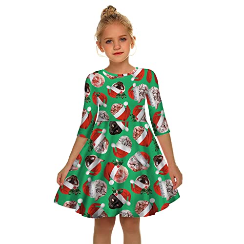 OBiQuzz Kleinkind Baby Kinder Weihnachten Print Partykleid Prinzessin Kleider Kleidung Weich und Warm Kleid Kleidung Anzug Kostüme Kinder Mädchen (D, 7-8 Years) von OBiQuzz