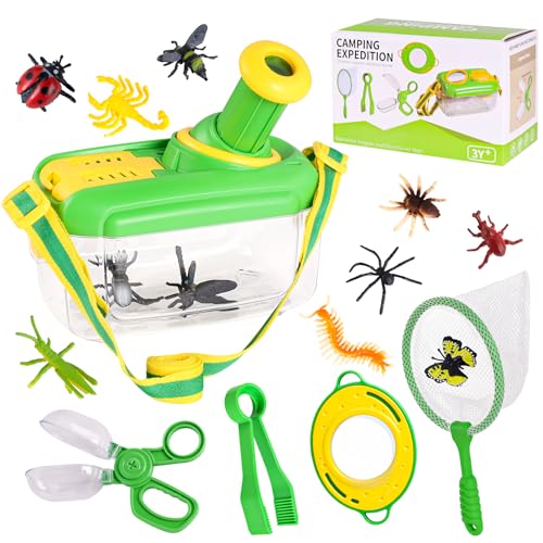 OCCOUMR Forscherset für Kinder, 17-teiliges Entdecker Set Geschenke, Insekten Forscherset Kinder mit Beobachtungsbox, Lupenglas, Insektenfänger, Schmetterlingsnetz, 12 Gefälschte Insekten OCCOUMR Forscherset für Kinder, 17-teiliges Entdecker Set Geschenke, Insekten Forscherset Kinder mit Beobachtungsbox, Lupenglas, Insektenfänger, Schmetterlingsnetz, 12 Gefälschte Insekten von OCCOUMR