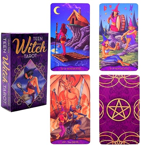 OCDSLYGB 78PCS Witch Tarotkarten Teenager Orakelkarte Divination Card Tarot Deck Hexerei Tarot Sicherheit Und Umweltschutz Weihnachten Geeignet Für Männer Und Frauen Englische von OCDSLYGB