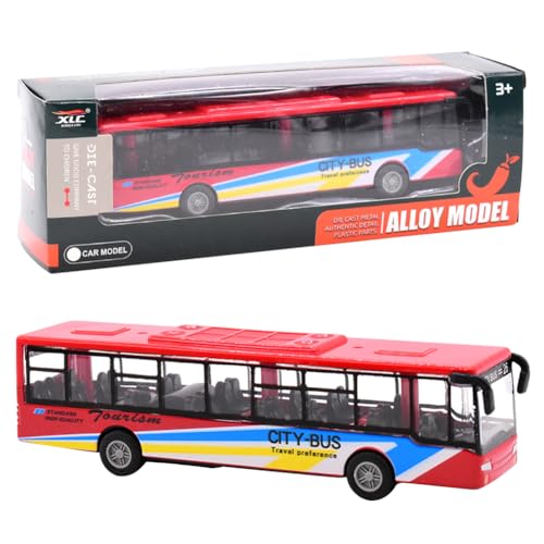 OCDSLYGB Roter Bus Spielzeug,Model Vehicle Bus,Spielzeugbus aus Metall,Auto Spielzeug,Grüner Bus Automodell, Diecast Spielzeugbus mit Friktion,Geschenke für Kinder von OCDSLYGB