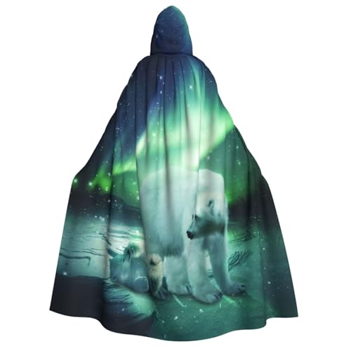 Northern Lights Bear Halloween Kapuzenumhang für Erwachsene, geeignet für Rollenspiele auf Halloween-Partys, Tänzen usw. von OCELIO