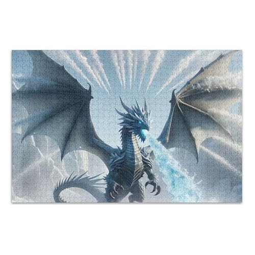 1 000 Stücke Puzzle majestätischen Drachen weiß Puzzle Spiel Home Wandkunst Herausforderung Puzzle für Erwachsene von ODAWA