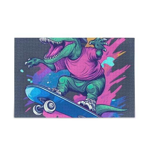 1.000 Stück Puzzle Skateboarding Dinosaurier grün robust 2 mm Puzzleteile für Erwachsene, Familien 1.000 Stück Puzzle Skateboarding Dinosaurier grün robust 2 mm Puzzleteile für Erwachsene, Familien von ODAWA
