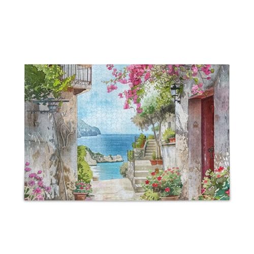 1000 Stücke Puzzle Retro Pfad Blau Puzzle Spiel Home Wand Kunstwerk Lustig von ODAWA