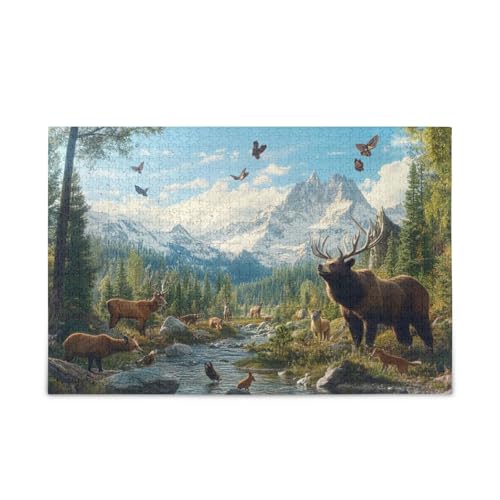 1000 Teile Puzzle Berg Wildlife Blau DIY Geschenk Puzzle mit Netz-Aufbewahrungstasche Spaß Familie Aktivität von ODAWA